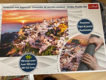 Hobbyset met legpuzzel van 1000 stukjes en puzzelmat, Enlèvement ou Envoi, 500 à 1500 pièces, Comme neuf, Puzzle