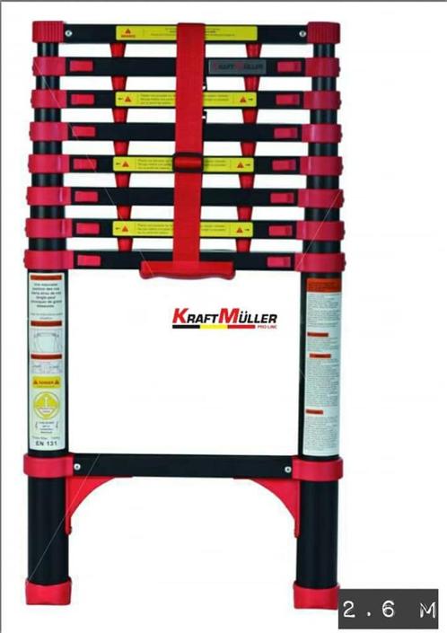 Échelle télescopique 2.6m, Doe-het-zelf en Bouw, Ladders en Trappen, Nieuw, Ladder, Ophalen