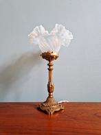 Lampe de table en bronze doré et bobèche en verre opalescent, Antiquités & Art, Enlèvement ou Envoi