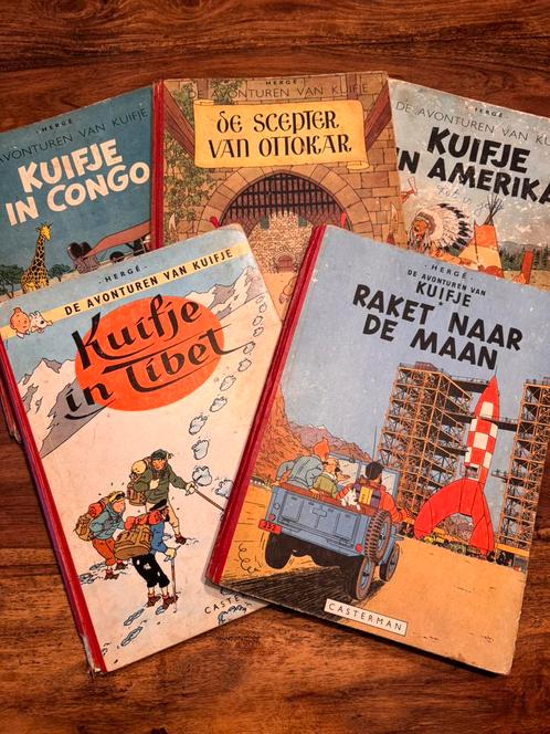 Oude Kuifje strips – Casterman – Nederlands – 5 stuks, Boeken, Stripverhalen, Gelezen, Meerdere stripboeken, Ophalen
