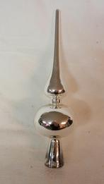 Oude glazen kerstbal Ajeko kerstpiek zilver kleurig, Ophalen of Verzenden, Gebruikt