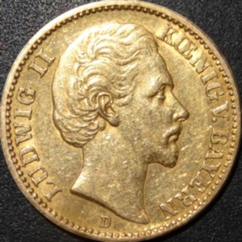 Goud - Duitsland Bayern - 20 Mark - Ludwig - 1873, Postzegels en Munten, Munten | Europa | Niet-Euromunten, Losse munt, Duitsland
