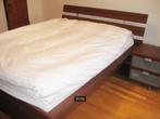 Dubbel bed met of zonder kasten, Huis en Inrichting, Slaapkamer | Bedden, 160 cm, Bruin, Zo goed als nieuw, Hout