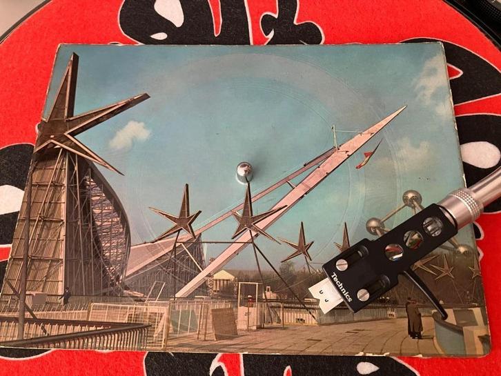 3 postkaarten postcards vynil platen singles expo 1958 58, Cd's en Dvd's, Vinyl | Overige Vinyl, Gebruikt, Overige formaten, Ophalen of Verzenden