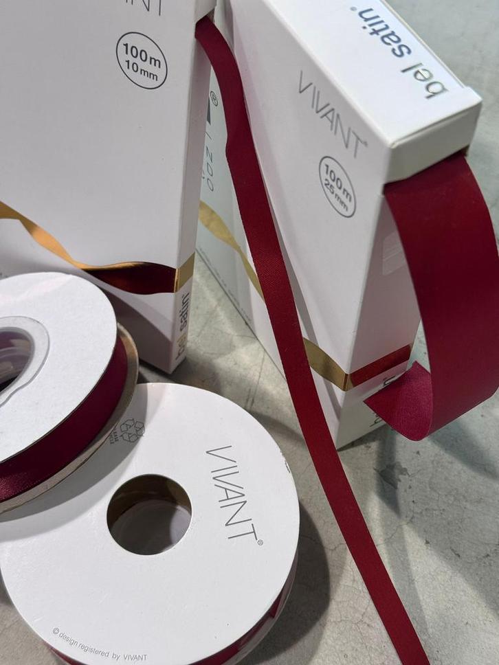 Vivant poly satijn lint rood, Diversen, Cadeauverpakkingen, Nieuw, Ophalen