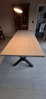 Moderne eettafel - licht eiken blad + zwart onderstel, Huis en Inrichting, Tafels | Eettafels, Ophalen, 100 tot 150 cm, 200 cm of meer