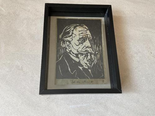 Houtsnede portret Pol le Mont rechtsonder gemonogrammeerd, Antiek en Kunst, Kunst | Etsen en Gravures, Verzenden