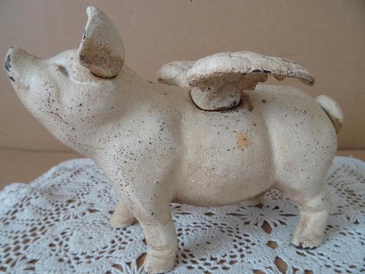 Curiosités tirelire vintage en fonte tirelire à cochon 1960, Antiquités & Art, Curiosités & Brocante, Enlèvement ou Envoi