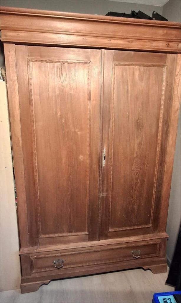 Antieke kledingkast, Huis en Inrichting, Kasten | Kleerkasten, Gebruikt, 200 cm of meer, 100 tot 150 cm, 50 tot 75 cm, Met lade(s)