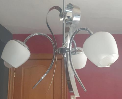 Design kroonluchter in chroom. 3 takken., Antiek en Kunst, Antiek | Verlichting, Ophalen of Verzenden