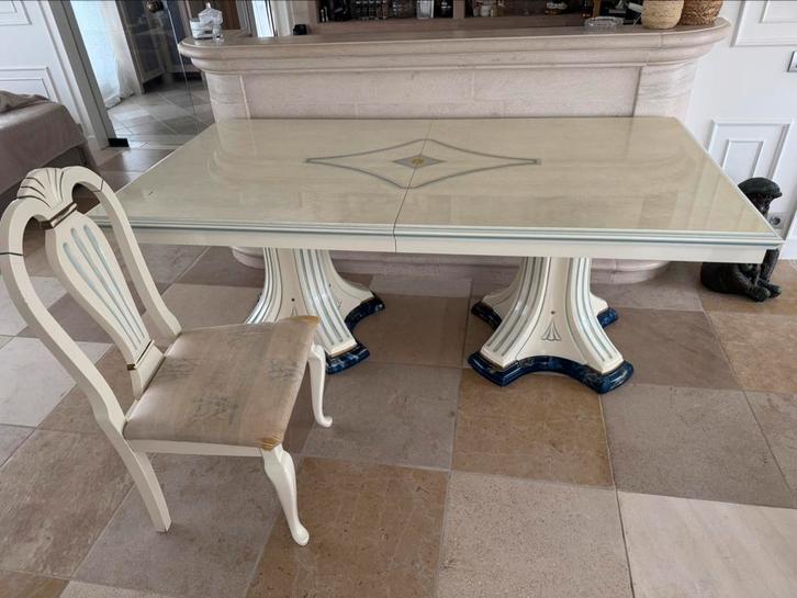 Uitschuifbare tafel + 6 stoelen, Antiek en Kunst, Antiek | Meubels | Tafels, Ophalen