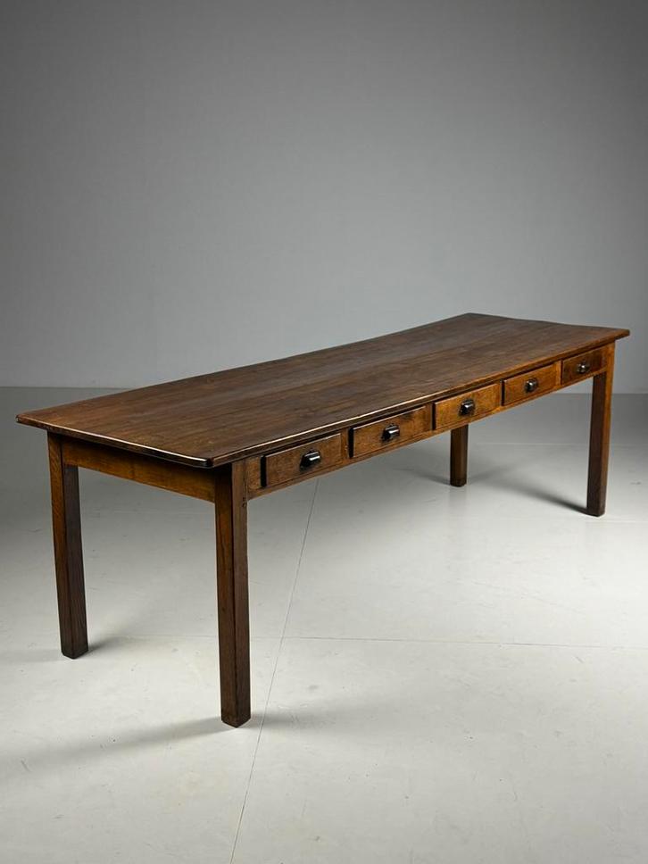 Franse eettafel eiken 250cm, Antiquités & Art, Antiquités | Meubles | Tables, Enlèvement