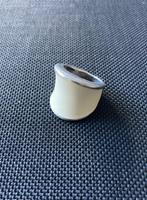 Zilver/witte minimalistische ring, Verzenden, Wit, Dame, Zilver