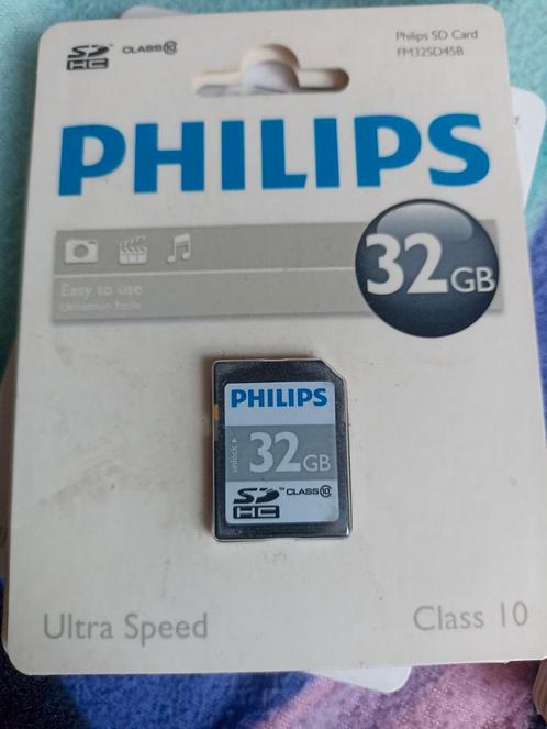 officiële Philips geheugenkaart 32 GB klasse 10, Audio, Tv en Foto, Foto | Geheugenkaarten, Nieuw, SD, 32 GB, Videocamera, Ophalen of Verzenden