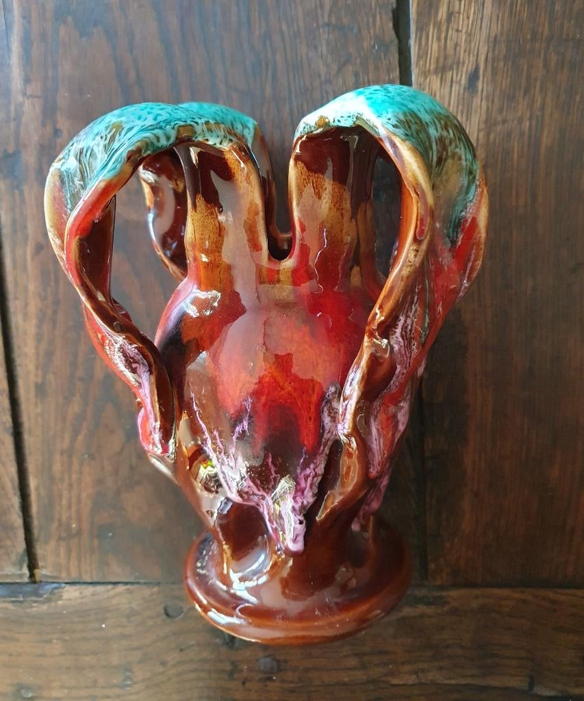 Vase Vallauris, années 1960, glaçure à la lave signée, Antiquités & Art, Curiosités & Brocante, Enlèvement ou Envoi