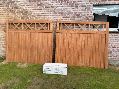 Dubbel houten poort ( met elektrische armen ), Tuin en Terras, Schuttingen, Zo goed als nieuw, Hout, 1 tot 2 meter, 3 tot 6 meter