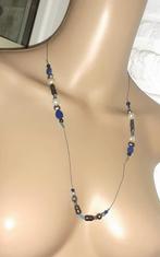 Parelketting zoetwaterparel , agaat , lapis lazuli en krista, Bleu, Envoi, Neuf, Avec pierre précieuse