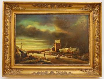 Antiek schilderij op doek - Gesigneerd beschikbaar voor biedingen