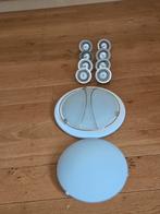 Lot van 8 richtbare koperen inbouwspots en 2 plafondlampen, Enlèvement