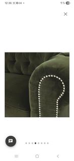 Chesterfield sofa in groene stof, Huis en Inrichting, Zetels | Zetels, Ophalen, 150 tot 200 cm, Chesterfield, Driepersoons