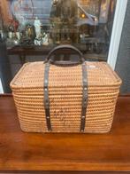 Biedermeier rieten perronmand met originele sluiting., Ophalen of Verzenden