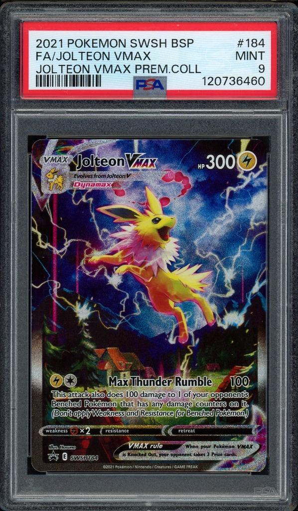 Jolteon VMAX PSA 9 - SWSH184 - Sword & Shield Promo 2021, Hobby en Vrije tijd, Verzamelkaartspellen | Pokémon, Zo goed als nieuw