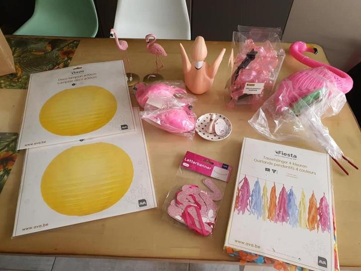 feestthema flamingo decoratie pakket NIEUW, Kinderen en Baby's, Kraamcadeaus en Geboorteborden, Nieuw, Kraamcadeau, Ophalen of Verzenden