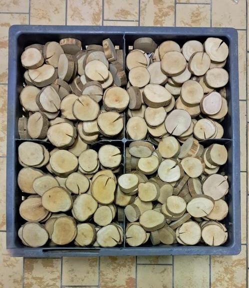 houten schijfjes hazelaar   +/- 1 cm dik  diameter  4 - 6 cm, Hobby en Vrije tijd, Knutselen, Nieuw, Knutselwerk, Ophalen of Verzenden