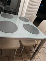 Glazen keukentafel +  gratis 6 stoelen beige gratis, Huis en Inrichting, Ophalen