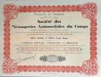 Société des Messageries Automobiles du Congo - Aketi - 1927, Timbres & Monnaies, Actions & Titres, 1920 à 1950, Action, Enlèvement ou Envoi