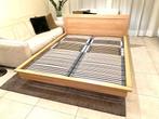 Kwaliteit 160 x 200 modern houten bed + lattenbodems, Huis en Inrichting, Ophalen, Bruin, Tweepersoons, Zo goed als nieuw