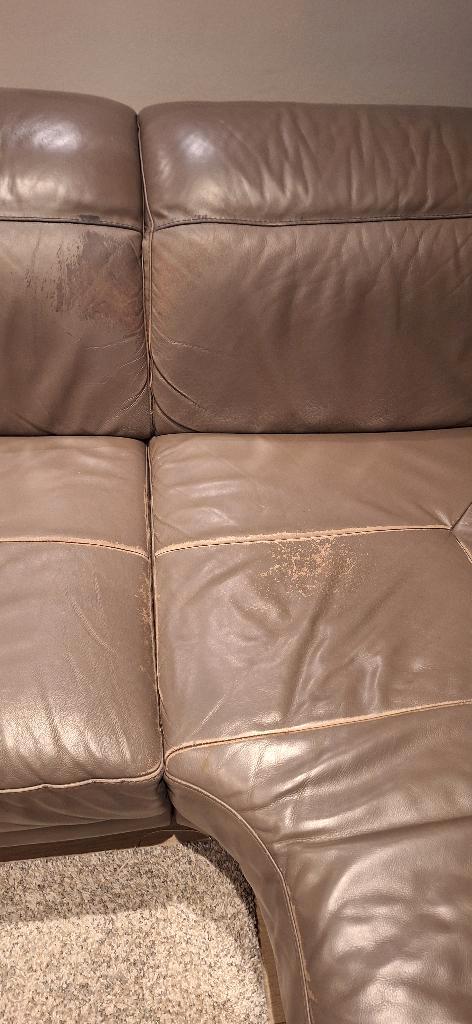 Lederen hoeksalon, Huis en Inrichting, Zetels | Complete zithoeken, Gebruikt, Leer, Ophalen