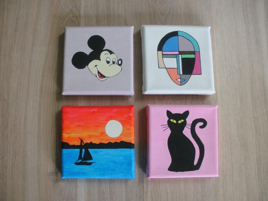 schilderijtjes 10 x 10 cm modern, Enlèvement ou Envoi, Neuf, Peinture acrylique