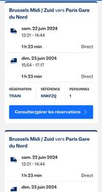 Eurostar Brussel-Parijs tickets [Comfort], Tickets en Kaartjes, Trein, Bus en Vliegtuig, Met bestemming of datum, Trein, Twee personen