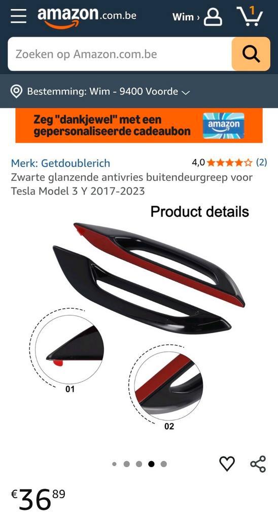 Tesla Model 3 / Model Y handgrepen, Auto diversen, Auto-accessoires, Ophalen of Verzenden