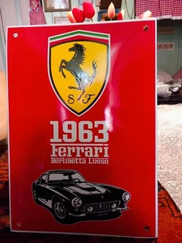 Emaille Schild FERRARI Rood Reclamebord Vintage Plaque 1963 beschikbaar voor biedingen