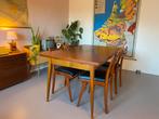 Vintage (verlengbare) tafel + 4 stoelen zéér goede staat, Ophalen, Zo goed als nieuw, Vintage, 4 tot 6 stoelen