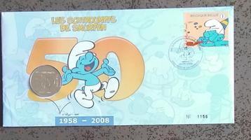 Année 2008 : 3811 du bloc 159 - Numisletter : Les schtroumpf, Timbres & Monnaies, Enlèvement ou Envoi