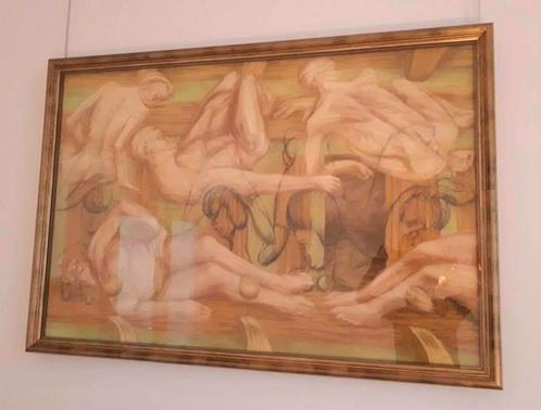 Frans Gentils - Pastel 1990, Antiek en Kunst, Kunst | Schilderijen | Abstract, Ophalen of Verzenden