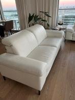 zetel - Leder - Wit/beige, Huis en Inrichting, Zetels | Zetels, Ophalen, Gebruikt, Overige maten, Rechte bank