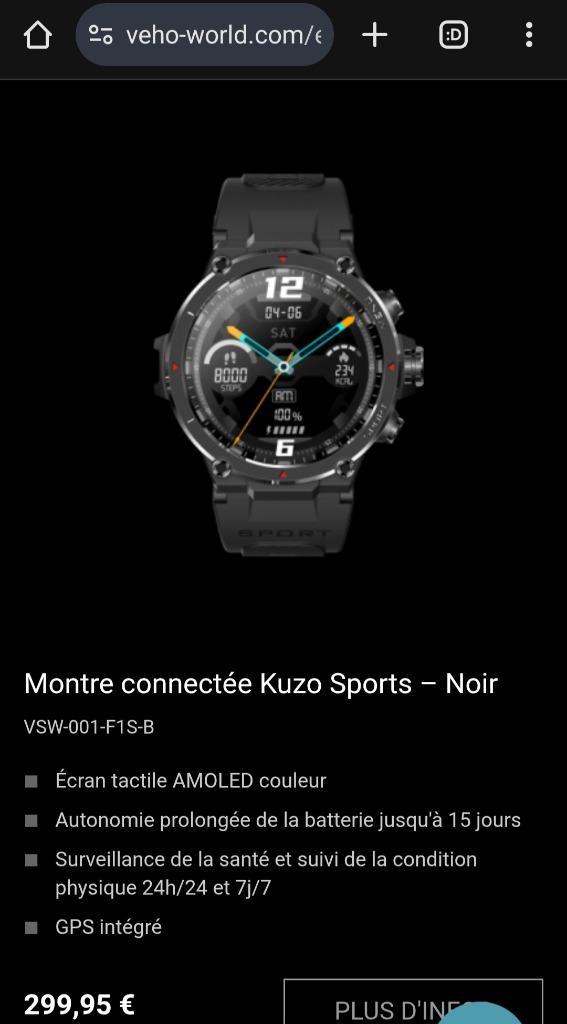 Kuzo Sports Smartwatch - Zwart VSW-001-F1S-B Nine!, Sport en Fitness, Overige Sport en Fitness, Nieuw, Ophalen of Verzenden