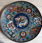 Antiek Japans bord meji Cloisonne ca 1850 Feniks vogel, Antiek en Kunst, Ophalen of Verzenden