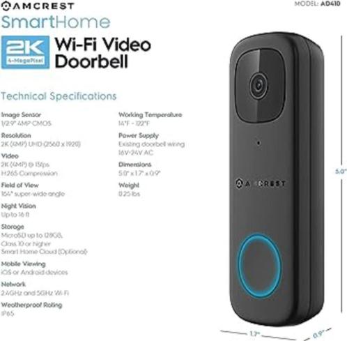 video deurbel, Maison & Meubles, Sonnettes, Neuf, Capteur de détection de mouvement, Compatible avec les smartphones, Caméra intégrée