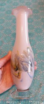 Dalian Snowflake opaline taupe glazen vaas. , Enlèvement ou Envoi