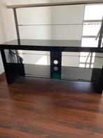 TV tafel zwarte lak en glas 110 x 48 x 40 cm, Huis en Inrichting, Kasten |Televisiemeubels, Ophalen
