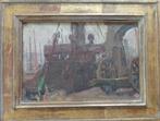 EMILE GASTEMANS / ANTWERPSE HAVEN / OLIEVERF PANEEL 32x42cm, Ophalen of Verzenden