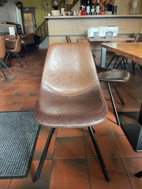Bruine leren kuip stoel, Huis en Inrichting, Stoelen, Gebruikt, Vijf, Zes of meer stoelen, Leer, Bruin, Ophalen
