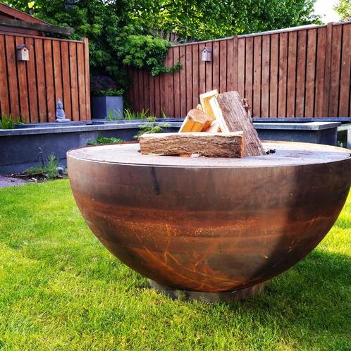 100 cm, corten vuurschaal, bbq, Tuin en Terras, Houtskoolbarbecues, Nieuw, Met accessoires, Ophalen of Verzenden