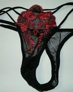 Kanten string met rode print maat M, Kleding | Dames, Ondergoed en Lingerie, Ophalen of Verzenden, String