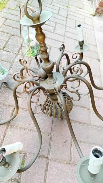  ANTIEKE BRONZEN KROONLUCHTER 64 cm (h) /68 cm (l) 8 TAKKEN beschikbaar voor biedingen